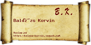 Balázs Korvin névjegykártya